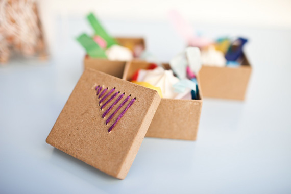Bright embroidered favor boxes