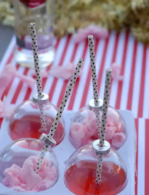 Holiday Office Party Hacks | Cotton Candy Ornament Shots