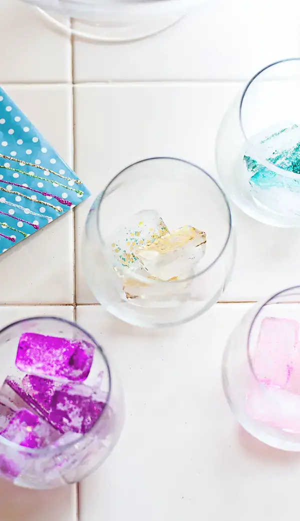 Glitter ice cubes for sparkling cocktails.