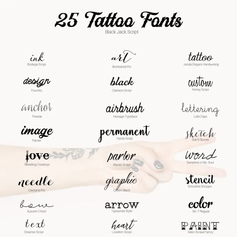common cursive tattoo fonts